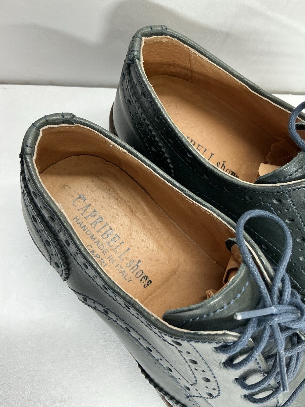Women's handmade Wingtip Derby Oxfords in Dark Blue - Picture 7 of 7